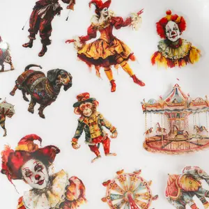 Circus Theme Self-adhesive Aesthetic Scrapbook Sticker Pack, 56/68pcs/set DIY Decor Sticker, Funny Stickers, Scrapbooking Supplies, Junk Journals, Crafting, Collage Decoration