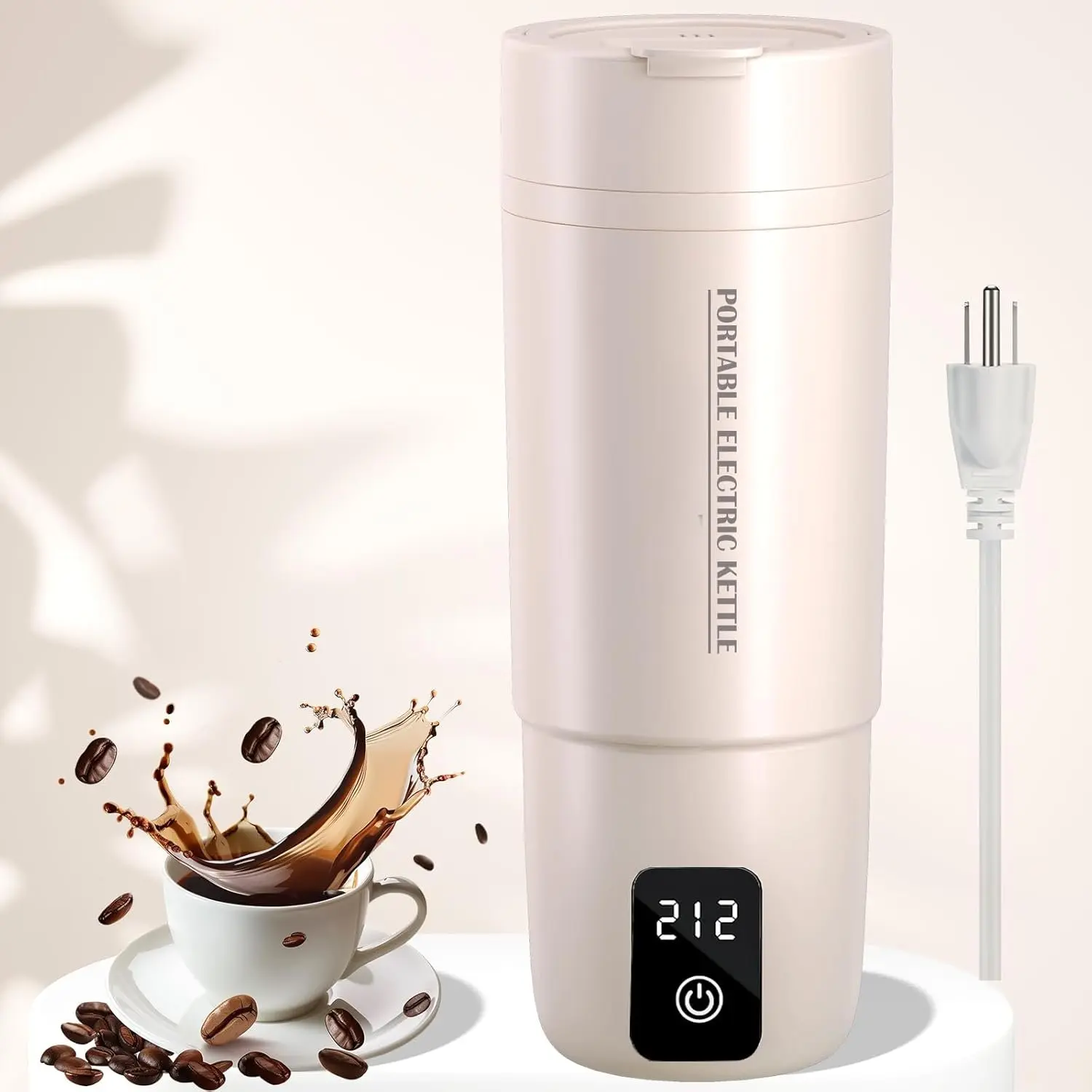 Travel Electric Kettle,  Portable Water Boiler with 6 Variable Presets,Small Electric Kettle with Keep Warm Temperature Controls & Boil Dry Protection, 17oz,White