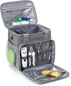 BABEYER Pet Grooming Bag, Dog Grooming Supplies Organizer Tote Bag, Perfect for Pet Grooming Tool Kit Accessories-Grey