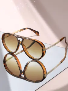 Leopard Print Aviator Legs Gradient Lenses Vintage Luxe Style Small Face Effect Daily Commute Date Leopard Pattern Sunglasses
