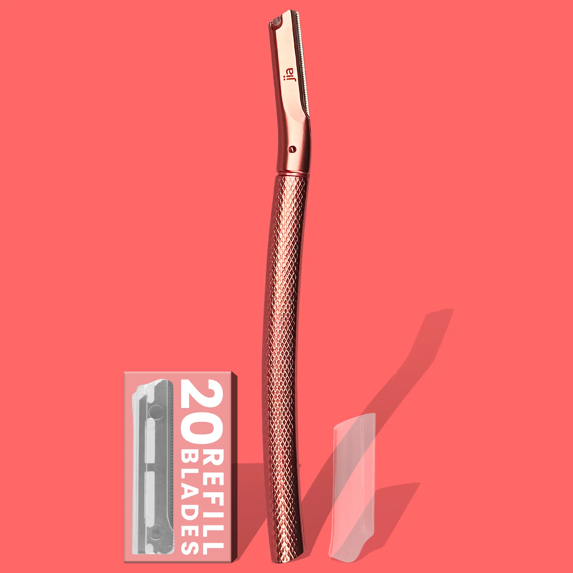 Dermaplaning Facial Metal Razor With 20 Blades in Rose Gold Flawless Makeup