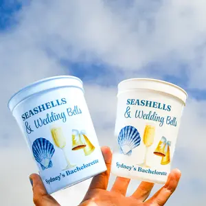 Seashells and Wedding Bells Bachelorette Party Cups, Custom Bach Party Decor, Personalized Last Toast on the Coast