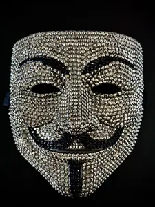 Sparkling Rhinestone Guy Fawkes Mask – Cosplay Party Costume Accessory