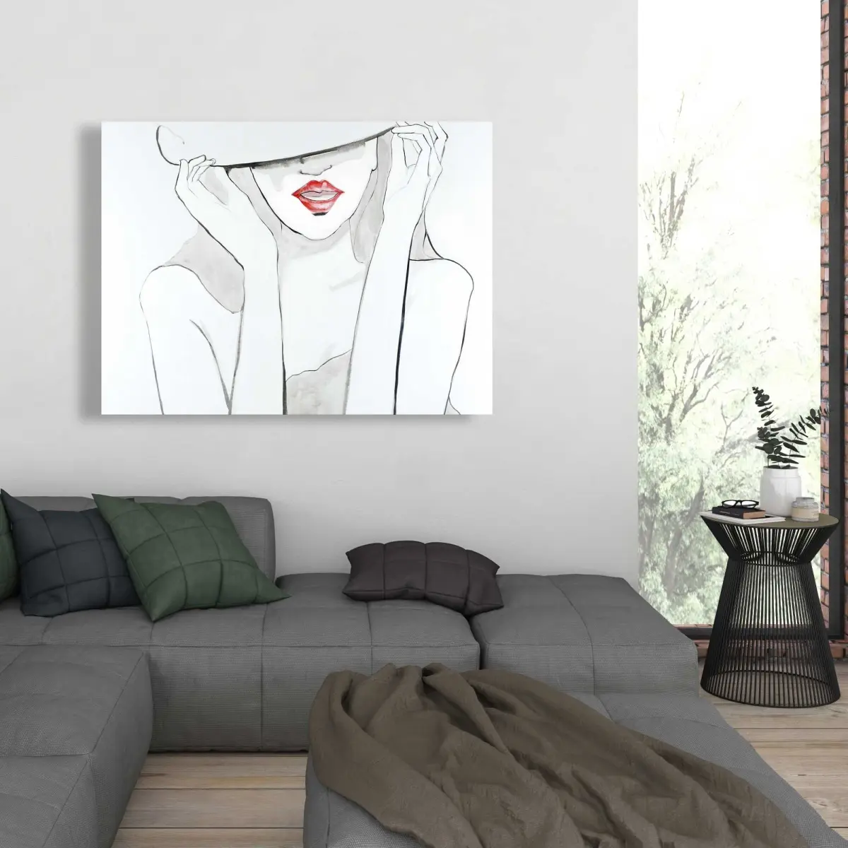 Begin Home Decor C1RC3648THSXEK 36 x 48 in. Woman with Big Hat - Fashion Illustrative Canvas Art
