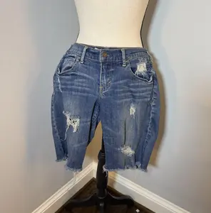 #64 Hollister, Ripped Denim Long Shorts