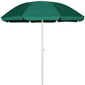 6FT Portable Picnic Outdoor Canopy Sunshade Beach Umbrella with Tilt Function, Small Patio Umbrella - Green