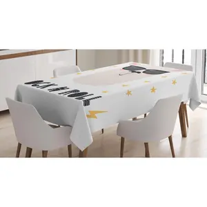 Rock and Roll Tablecloth, Cool and Funny Llama Portrait with Sunglasses, Rectangular Table Cover for Dining Room Kitchen Decor, 60" X 84", Mauve Taupe Blush