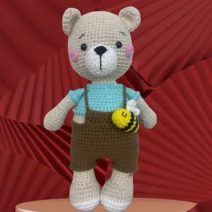 Handmade Crochet Bee Bear Gift Present 8 Inch Tall Unique Craftsmanship Versatile Option Ideal for Gifting or Personal Use Charmingly Unique Design