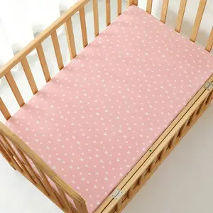 Full Cotton Knitted Baby Bed Skirt, Breathable Child Mattress Cover, Washable Bed Sheet, Soft and Comfortable Infant Bed Protector