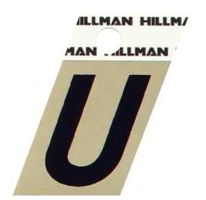 Hillman Group 840534 1.5 in. Black & Gold Glossy Aluminum Angle-Cut Adhesive Letter - U - 6 Piece