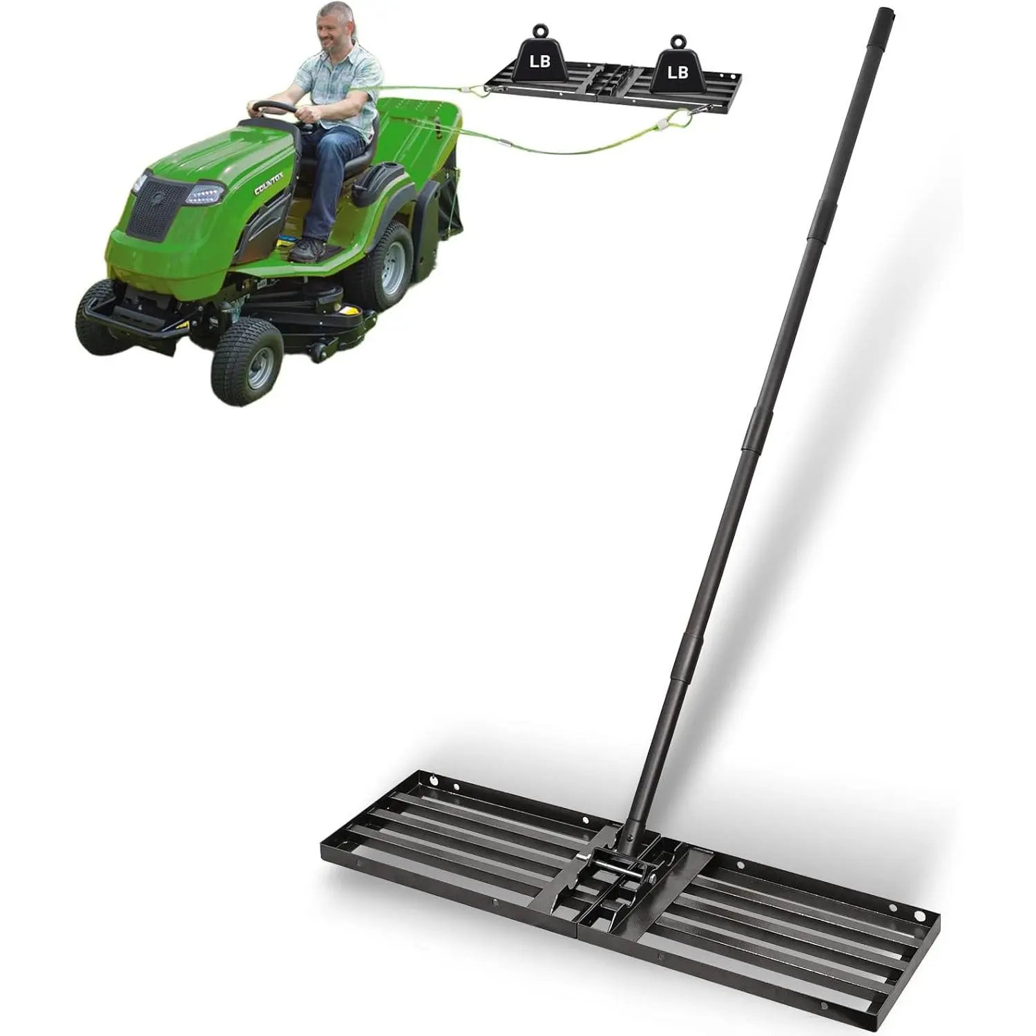 Lawn Leveling Rake 34"x10",Lawn Leveling Tool with 68" Long Adjustable Stainless Steel Handle for Leveling Soil,Grass,Sand or Dirt,Heavy Duty Lawn Leveler for Backyard,Garden,Golf Course,Farm,Pasture