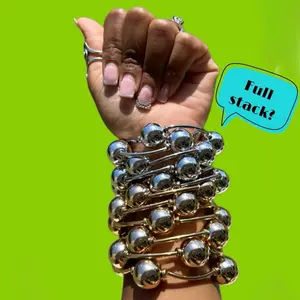 Bubble Bangles - 2 Stretchable Geometric Bangles in Antique Gold & Silver Plating - Lightweight Alloy for All-Day Wear - Versatile Stackable Bracelets