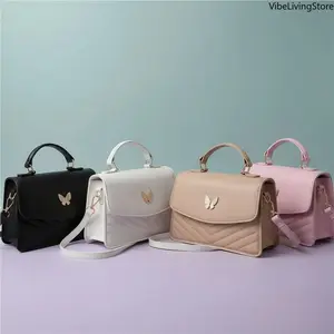 Women's Butterfly-Shaped Mini Crossbody Bag - Solid Color, Simple Texture Casual Shoulder Satchel, Portable Small Handbag for Daily Travel, Shopping, Butterfly-Shaped Women's Handbags