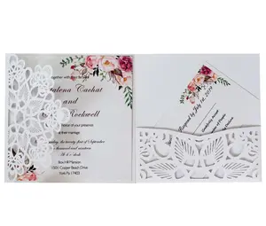European Style Wedding Party Invitation, Laser Cut Dark Green Wedding Invitation Card