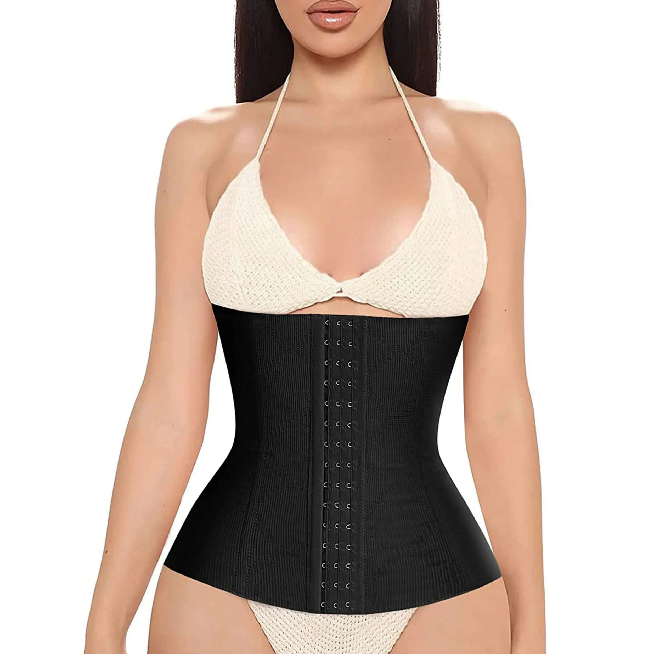 Nebility Breathable sports belt shapewear for Daily Gym Womenswear Underwear Halter Neck Minimalist Compression Basic Ruched Tummy Control Beige summerwins
