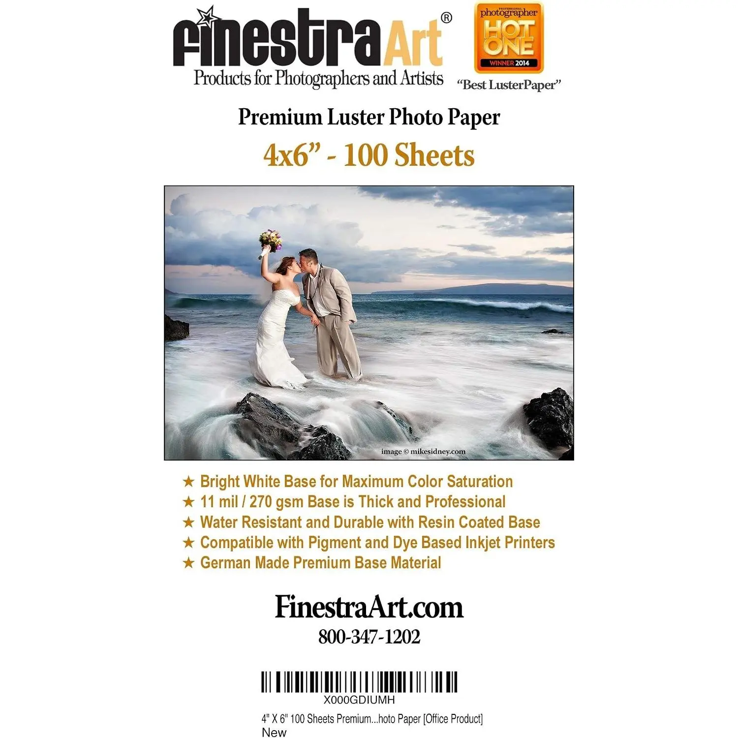4" X 6" Premium Luster Inkjet Photo Paper - 100 Sheets