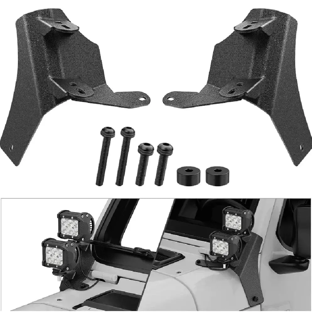 Nilight 2pcs Dual A-Pillar Windshield Hinge Brackets for Driving Lights - Vehicle Mounts with Installation Hardware, Low Position Design Car Interior Accessories for 2018-2024 Jeep Wrangler JL & 2020-2024 Gladiator JT