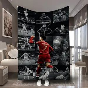 1Pc Cristiano Ronaldo's legendary No. 7 career digital pattern printed Throw Blanket, Giftable Blankets, Suitable for bedrooms, living rooms, car sofas, travel, all seasons