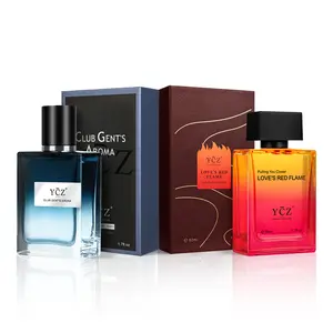 YCZ Men's EDP 2-Piece Set Club Gent's Aroma & Love's Red Flame 50ml Each Aromatic Woody Fruity Chypre Long-Lasting Fragrance for Night & Daily Wear Gift Bundle Cedarwood Amber