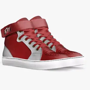Kaptivator High Top Sneaker - Red and White Design with Lace-Up Closure and Brand Logo on Side
