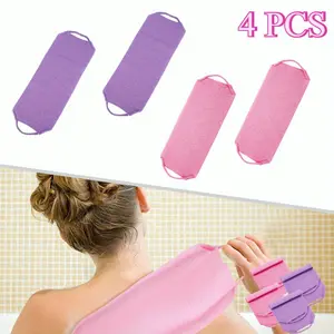 4 Pcs Nylon Back Exfoliator Extended Length Washers Scrubbers Stretchable Pull Strap Exfoliating Washcloth