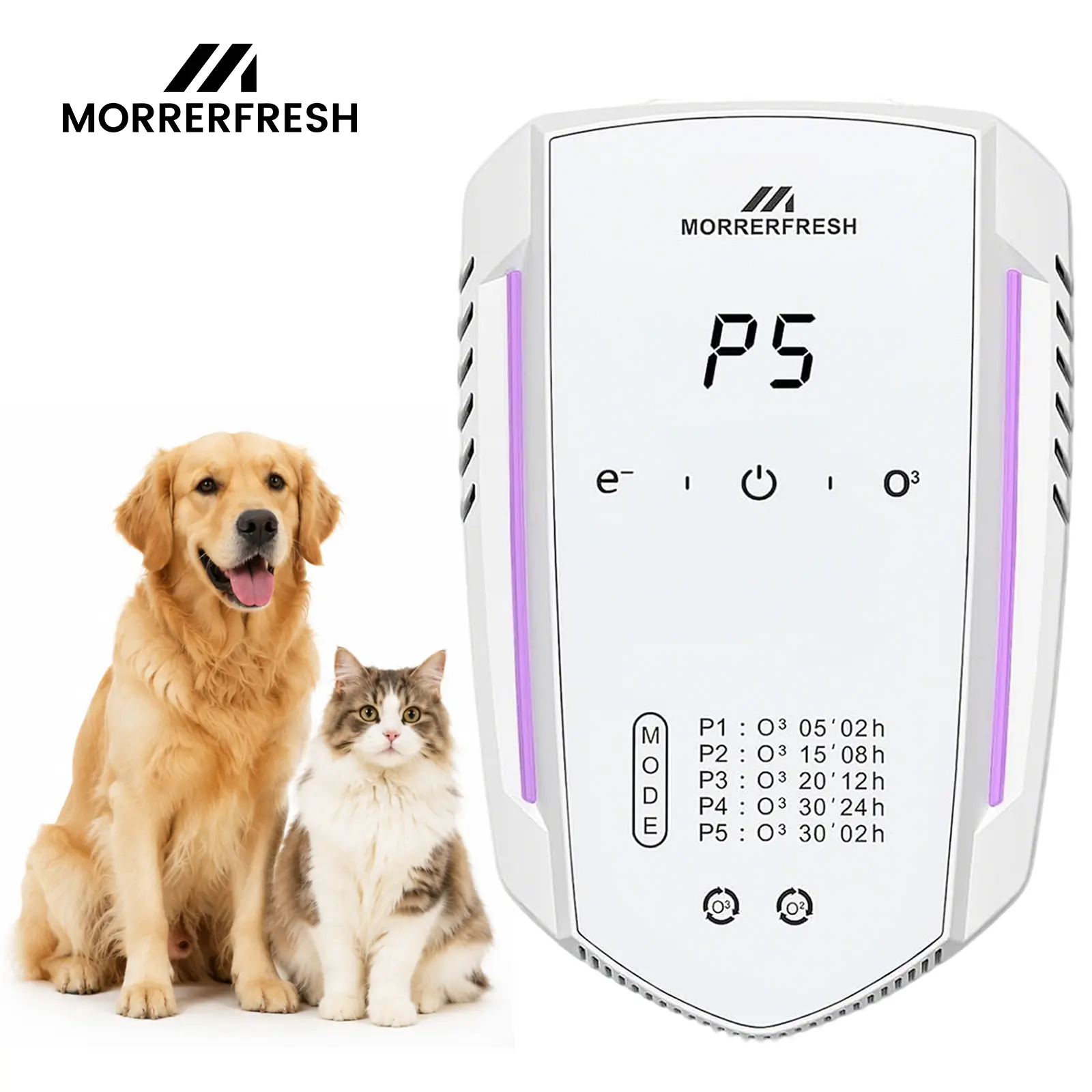 MORRERFRESH Pet Odor Eliminator for Home, Ozone Air Ionizer for Cat Litter Box, Dog Odors, Bathroom, Closet & Garage