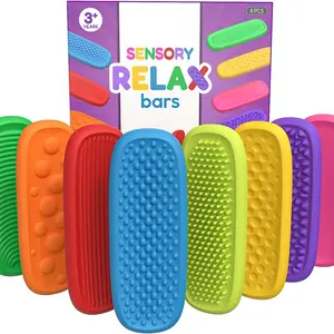 8 Pack Silicone Sensory Fidget Toys For Kids Elastic Textured Silicone Strips Anxiety Stones for Autism Quiet Calming Tools for Classroom Prizes Gift