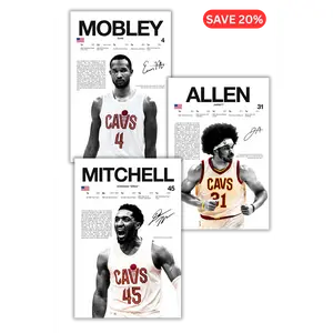 Cleveland Cavs Dynasty Bundle 3 Pack - Cavs Basketball Legends Collection - Modern Sports Wall Art - Perfect for Fans [UNFRAMED]