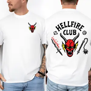 Double-Sided Hellfire Club Tee for Men Stylish Menswear Top with Unique Devil Design and Iconic Club Graphics