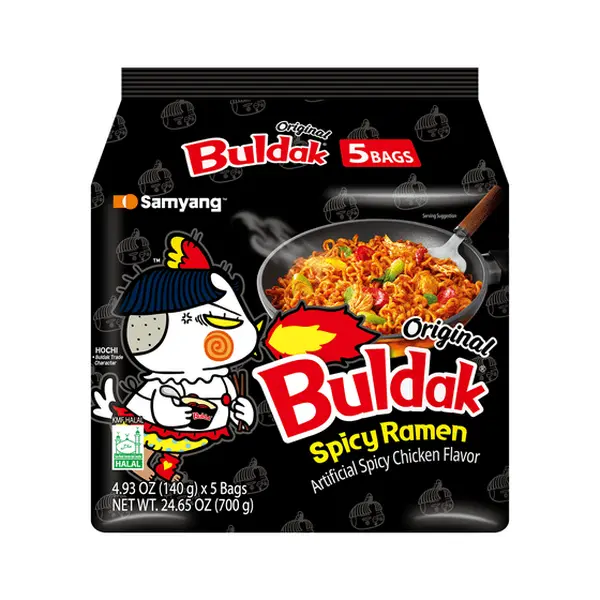 Samyang Buldak Spicy Ramen, Hot Chicken Ramen, Korean Stir-Fried Instant Noodle, Original, 1 Bag with 5 Pack