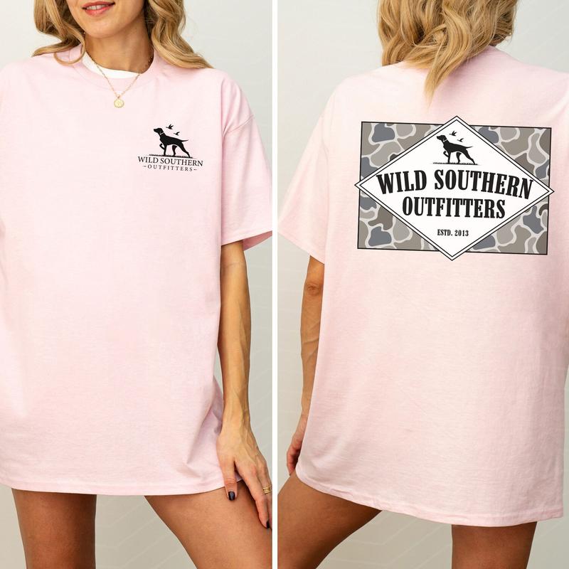Wild Southern Camo Shirt, Classic Outdoor T-shirt, Simply Printed Graphic Shirt, Daily Casual Cotton Womenswear