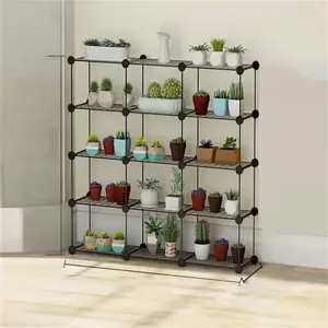 Iron Net Art Succulent Plant Flower Rack, Iron Wire Balcony Floor Standing Storage Shelf, Creative Multi-Functional Divider Display Rack