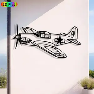 1pc Vintage World War II Fighter Plane Metal Wall Art, Vintage World War II Fighter Plane Statue Mural, Iron Craft, Perfect for Living Room, Lounge, Office Wall Decor, Highquality Engraving, Christmas Decor, Ideal Gift for History Enthusiasts