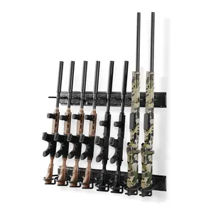 Indoor Gun Rack, Heavy Duty Steel Wall Mount For Rifle And Shotgun Display, 8 Slots For Long Guns, Sturdy Storage Holder With Screws, Ideal For Home Garage Office Retail Shop Hunting Cabin Wall