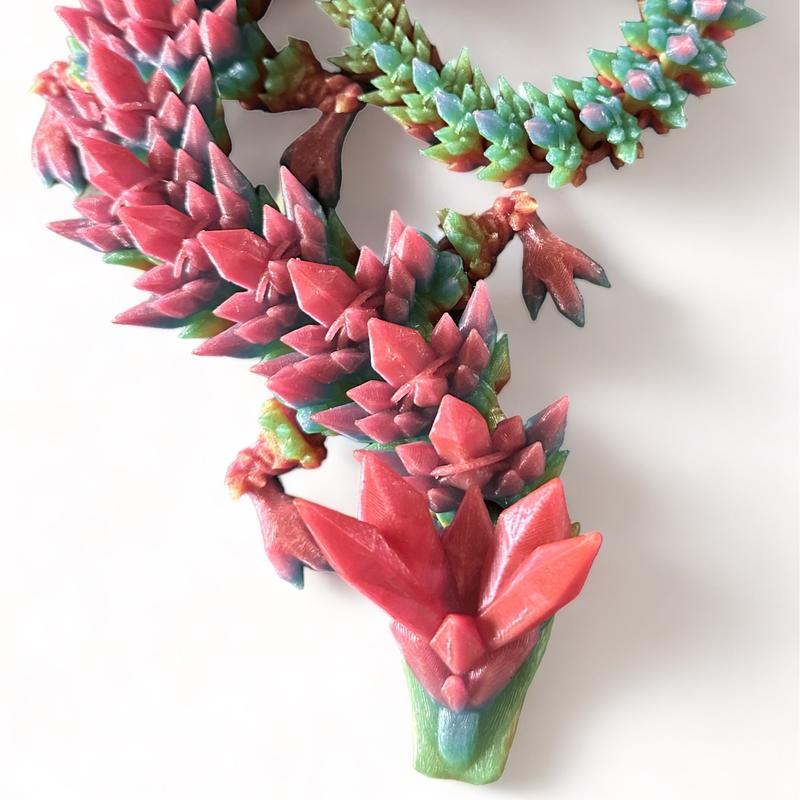 24" Crystal Dragon, Glow in the dark, Rainbow, Articulated Figurine Collectible