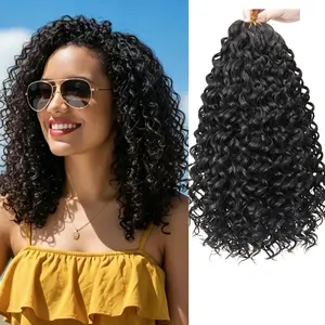 GoGo Curls 8 Packs Curly Crochet Hair GoGo Curl Synthetic Bohemian Crochet Braids Water Wave Hair Extensions for Women Natural Black Deep Wave Braiding Hair