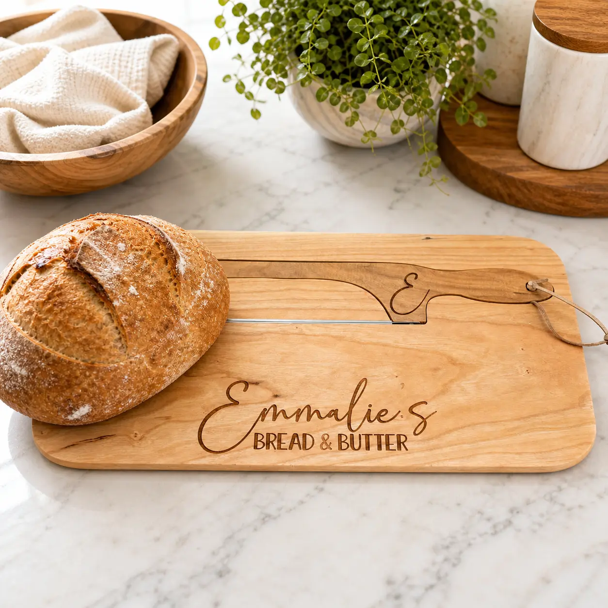 Personalized Sourdough Bread Board with Bow Knife