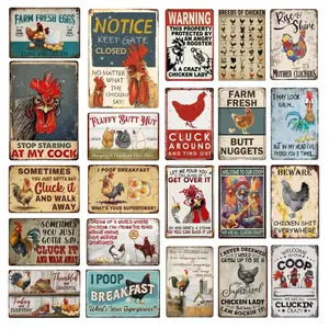 8x12inch Crazy Chicken Coop Sign Retro Metal Welcome Plaque Funny Farmhouse Perfect For Henhouse Or Kitchen Ideal Farm Gift Wall Decor
