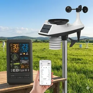 Smart Home Weather Station with App Sync, automatic Calendar, Indoor Outdoor Sensors for Temperature, Humidity, Wind, rain, UV 7 tvoc. dual alarm, night light, wireless professional forecast Gear for Emergency safety, camping & outdoor