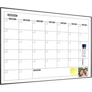 Dry Erase Calendar for Wall, 36" x 24"  Monthly White Board Calendar Dry Erase,  Whiteboard Planner for School, , Office, Black Frame