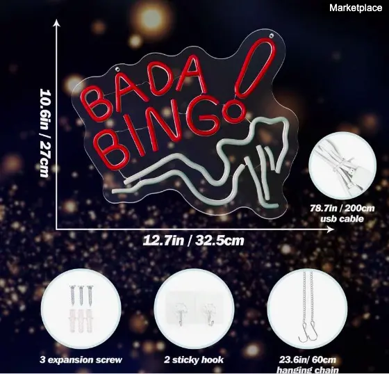 OLFTUE Bada Bing Neon Sign,Beer Neon Sigh,Women Neon Sign ,Wall