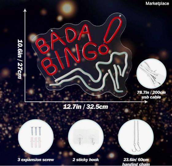 OLFTUE Bada Bing Neon Sign,Beer Neon Sigh,Women Neon Sign ,Wall Decoration Dimmable Lady Bady Neon Sign LED Neon Sign Men's Cave Glow Sign Bedroom Bar Shop Club Party Dance Studio