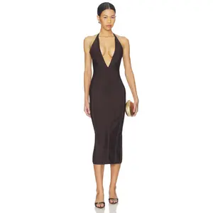 superdown Kass Bandage Midi Dress in Brown