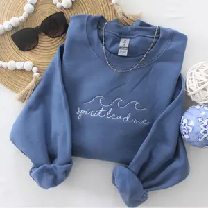 Christian Embroidered Sweatshirt, Spirit Lead Me Christian Crewneck, Gift for Women, Faith Based Apparel