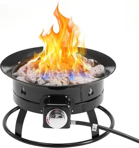 Portable Propane Fire Pit 19", Smokeless Outdoor Gas Fire Bowl with Cover & Carry Kit, 58,000 BTU Fire Pit for Patio, Camping, RV, Tailgating