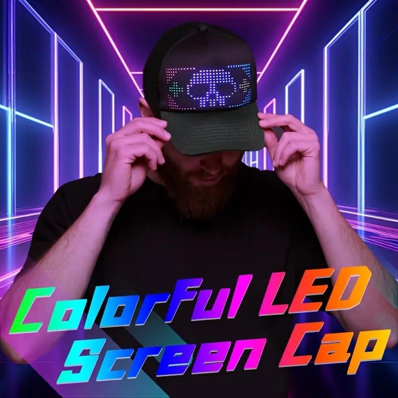 Customizable LED Hat Baseball Cap with Bluetooth – Display Your Message in Full Color! 16×32 Bright Perfect for Parties, Events, and Gifts App App Controlled Multifunctional