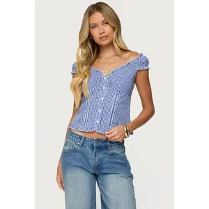 Dorothie Gingham Button Up Top
