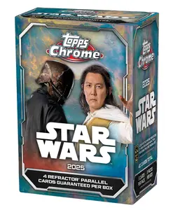 Topps 2025 Star Wars Chrome Blaster Box - 40 Cards, 4 Exclusive Raywave Refractor Parallels, Factory Sealed, Includes Skeleton Crew & Acolyte Inserts
