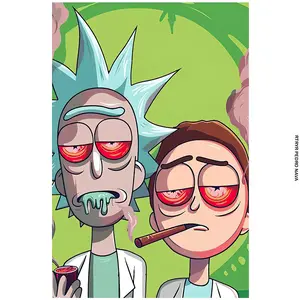 Rick and Morty Poster, Pop  Poster, Office Decor, Printable Digital ,   Decor, Digital  prints, Fathers day, Gifts for dad Black White Ace of Hearts Posters Framed Canvas Poster for  Decoration wall art