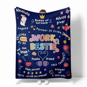 Work Bestie Throw Blanket for Women Warm Plush Flannel Appreciation Thank You Gift for Friends Sister Coworkers 60x50 Couch Blanket Office Gift